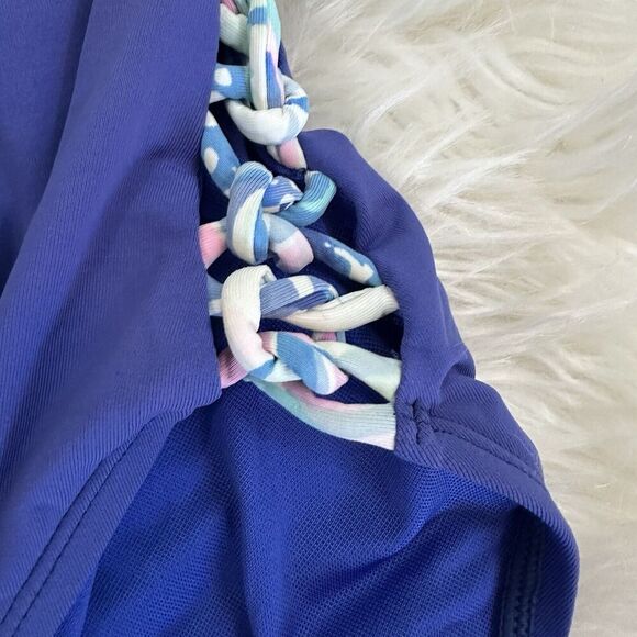 Lilly Pulitzer Womens Morri Squareneck One Piece Swimsuit Size 2 Blue Beach - Picture 3 of 7